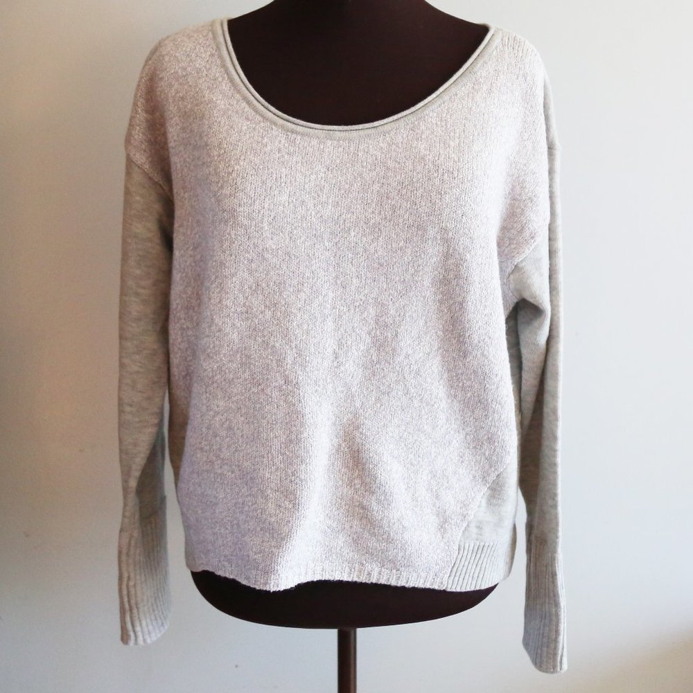 ATHLETA Mixed Knit Brindle Sweater Top Gray Large